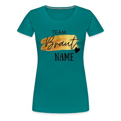 JGA T-Shirt Team Braut Gold mit Name und Herz - personalisierbar - Divablau