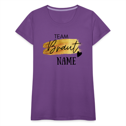 JGA T-Shirt Team Braut Gold mit Name und Herz - personalisierbar - Lila