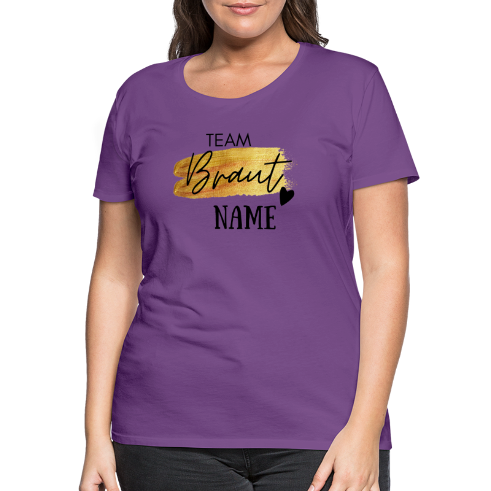 JGA T-Shirt Team Braut Gold mit Name und Herz - personalisierbar - Lila