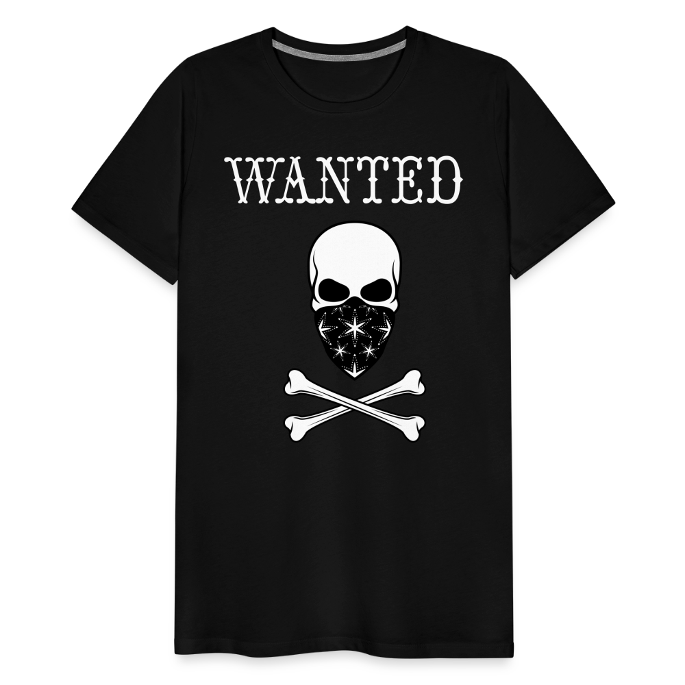 Männer Premium T-Shirt - Wanted Totenkopf Design - Schwarz