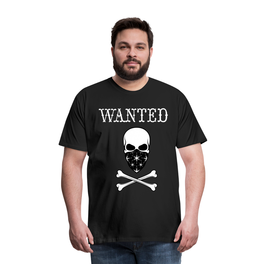 Männer Premium T-Shirt - Wanted Totenkopf Design - Schwarz