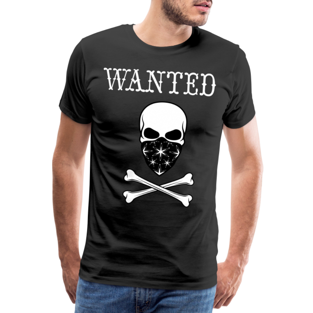 Männer Premium T-Shirt - Wanted Totenkopf Design - Schwarz