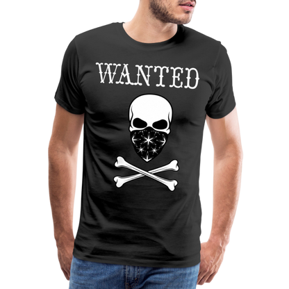 Männer Premium T-Shirt - Wanted Totenkopf Design - Schwarz