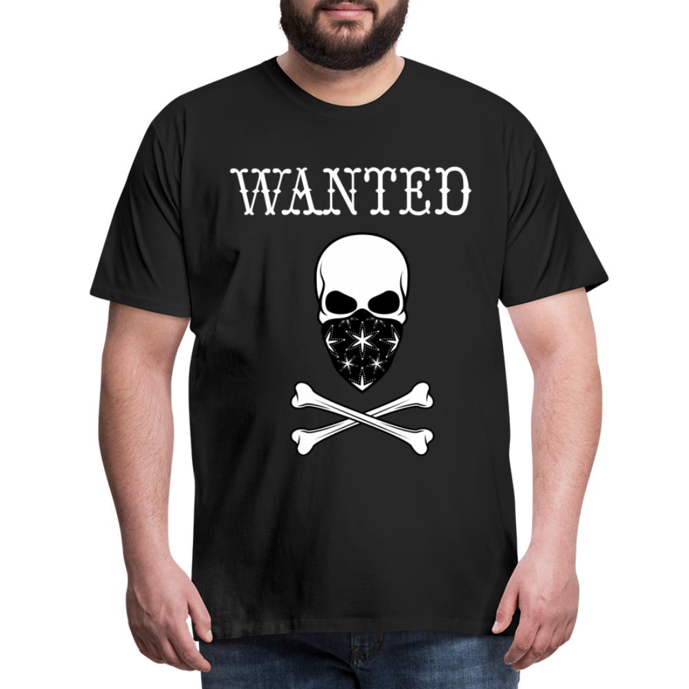 Männer Premium T-Shirt - Wanted Totenkopf Design - Schwarz