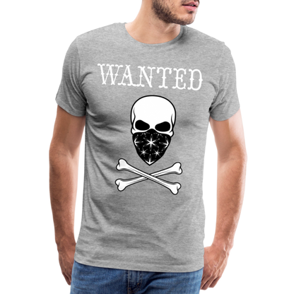 Männer Premium T-Shirt - Wanted Totenkopf Design - Grau meliert