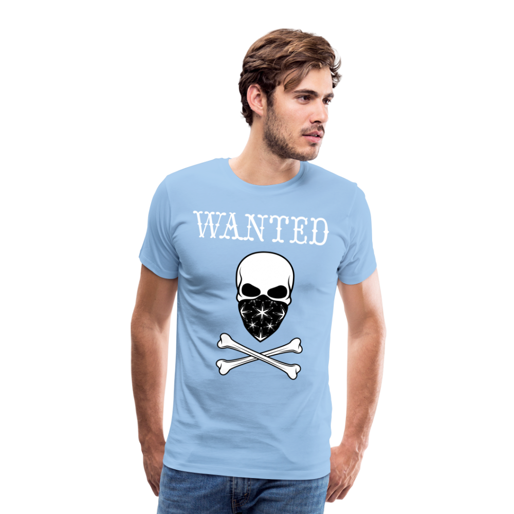 Männer Premium T-Shirt - Wanted Totenkopf Design - Sky