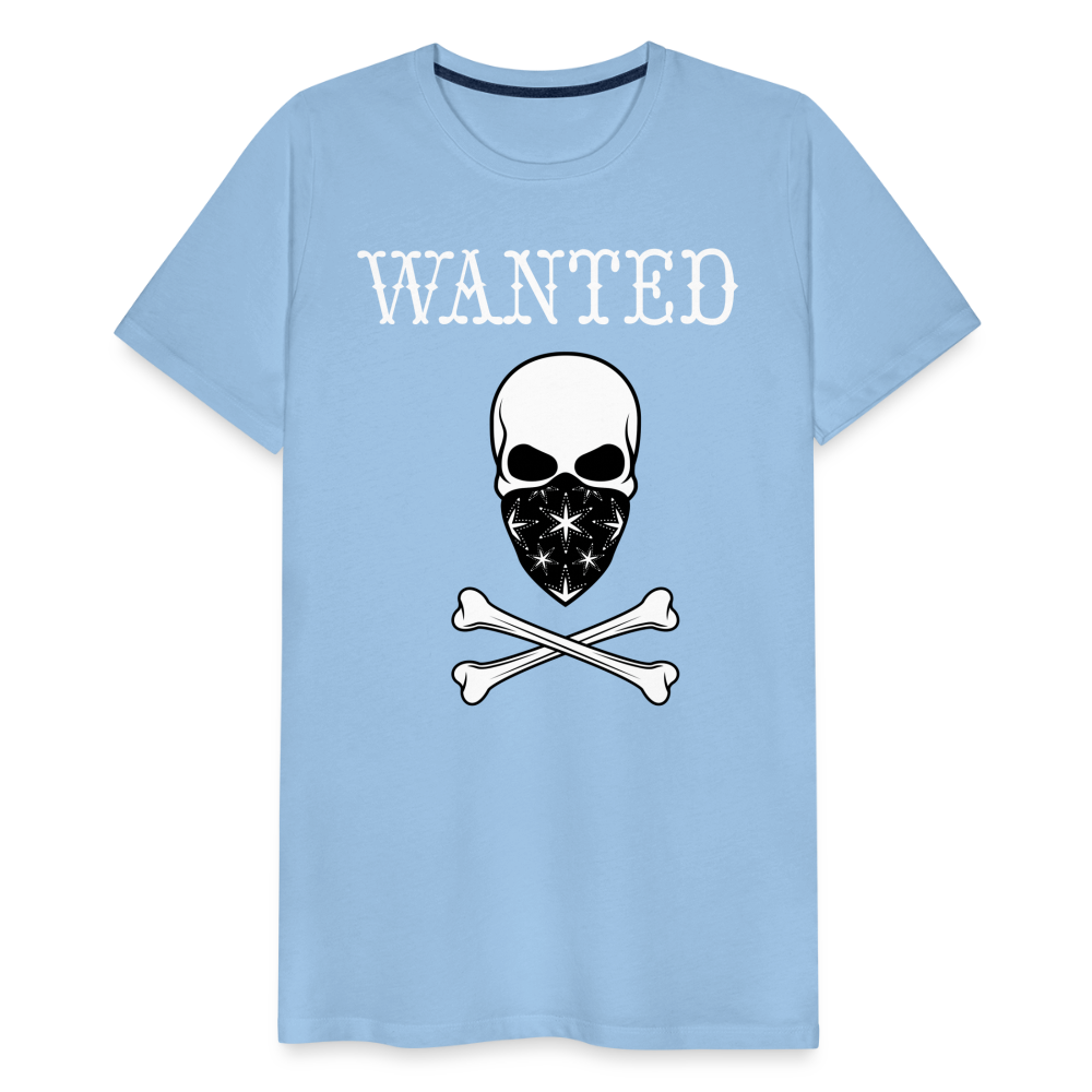 Männer Premium T-Shirt - Wanted Totenkopf Design - Sky