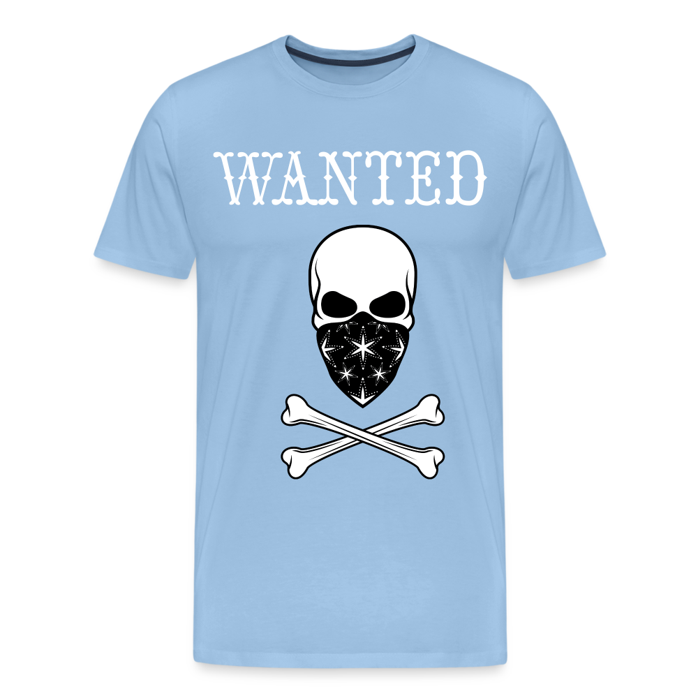 Männer Premium T-Shirt - Wanted Totenkopf Design - Sky