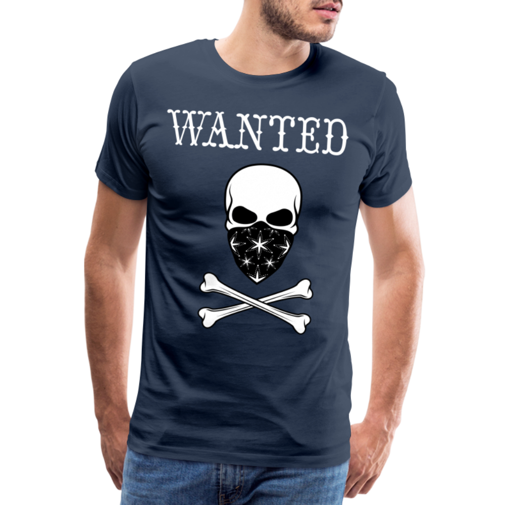 Männer Premium T-Shirt - Wanted Totenkopf Design - Navy