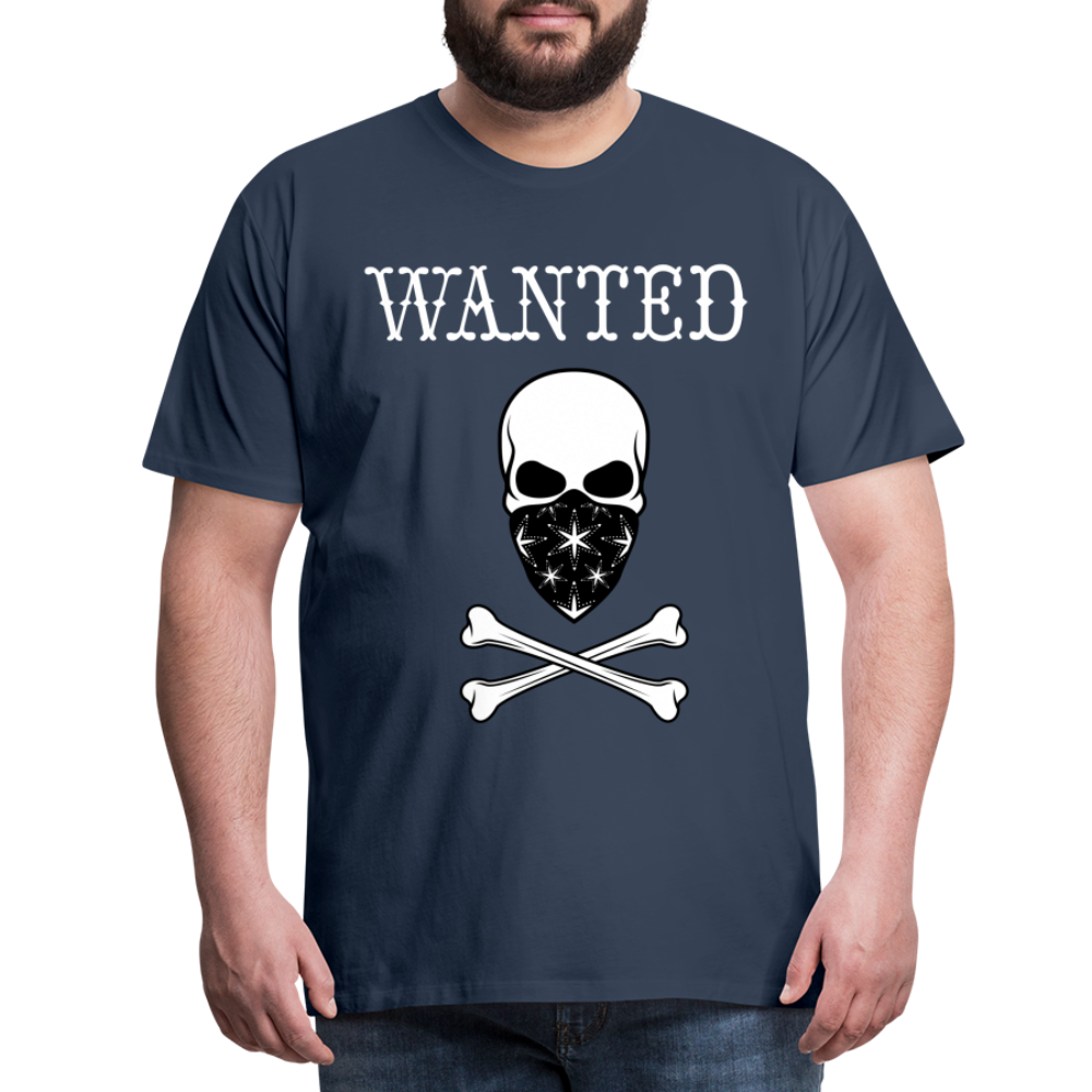 Männer Premium T-Shirt - Wanted Totenkopf Design - Navy