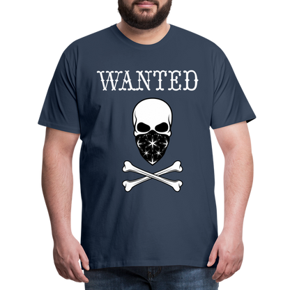 Männer Premium T-Shirt - Wanted Totenkopf Design - Navy