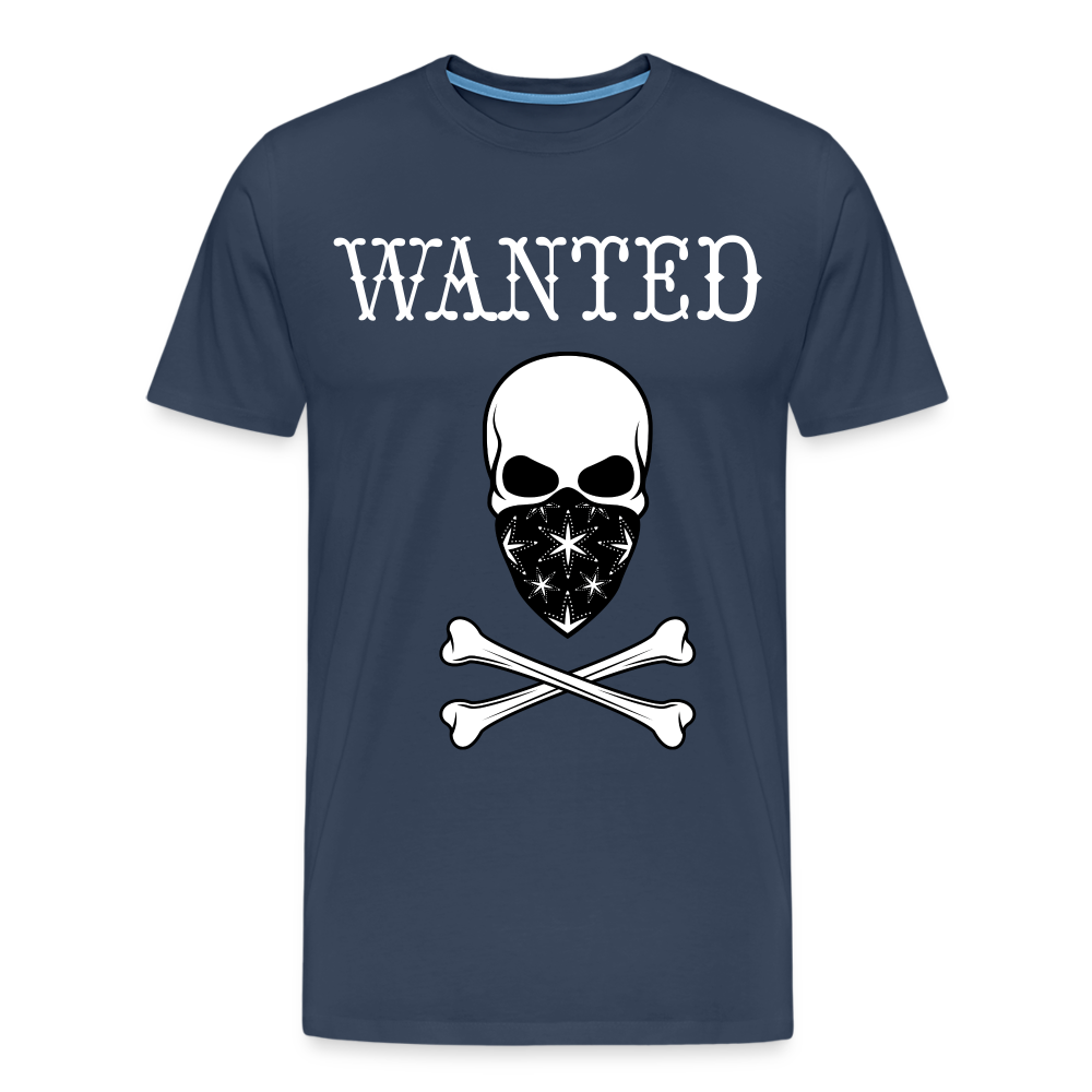 Männer Premium T-Shirt - Wanted Totenkopf Design - Navy