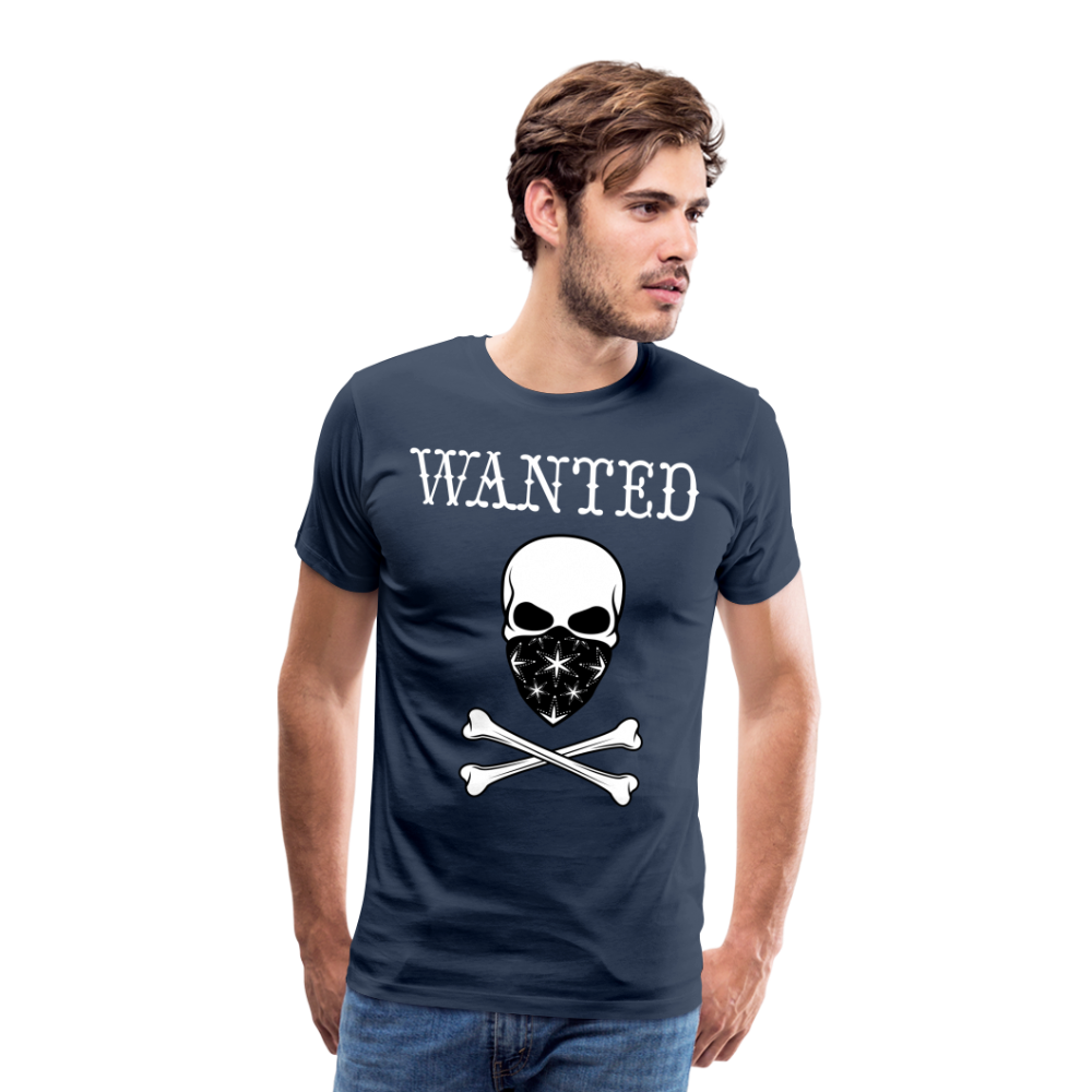 Männer Premium T-Shirt - Wanted Totenkopf Design - Navy