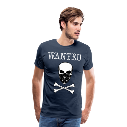 Männer Premium T-Shirt - Wanted Totenkopf Design - Navy