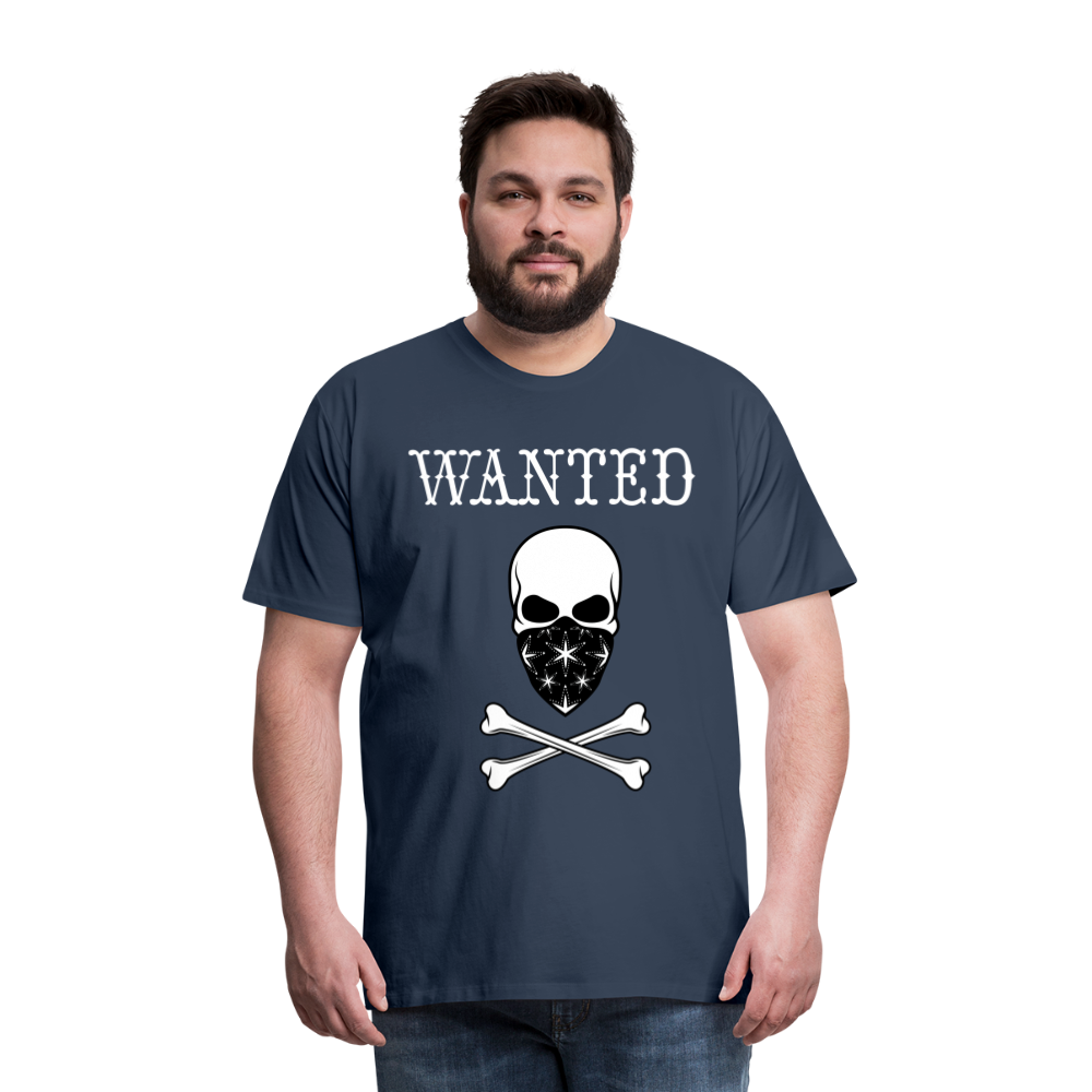 Männer Premium T-Shirt - Wanted Totenkopf Design - Navy