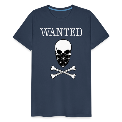 Männer Premium T-Shirt - Wanted Totenkopf Design - Navy