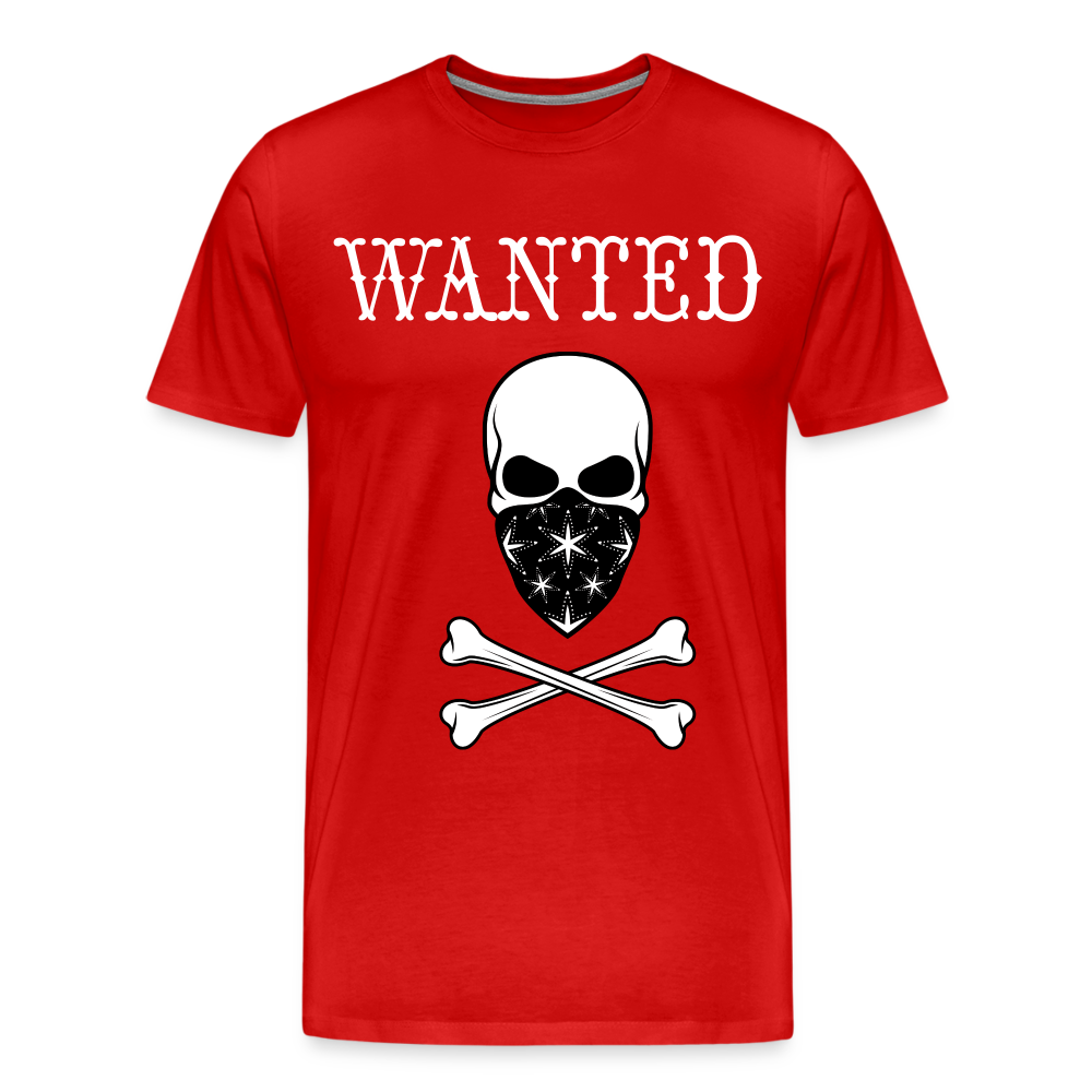 Männer Premium T-Shirt - Wanted Totenkopf Design - Rot