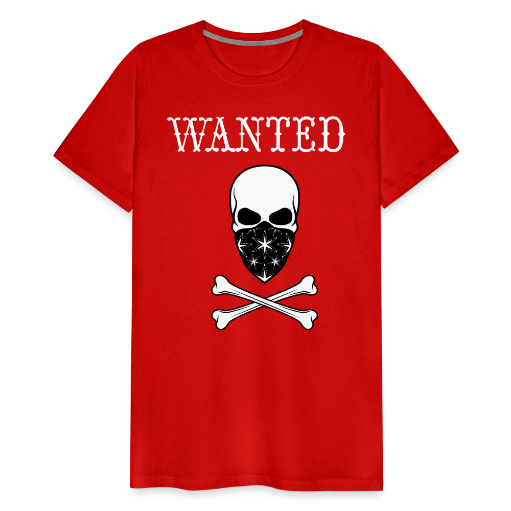 Männer Premium T-Shirt - Wanted Totenkopf Design - Rot