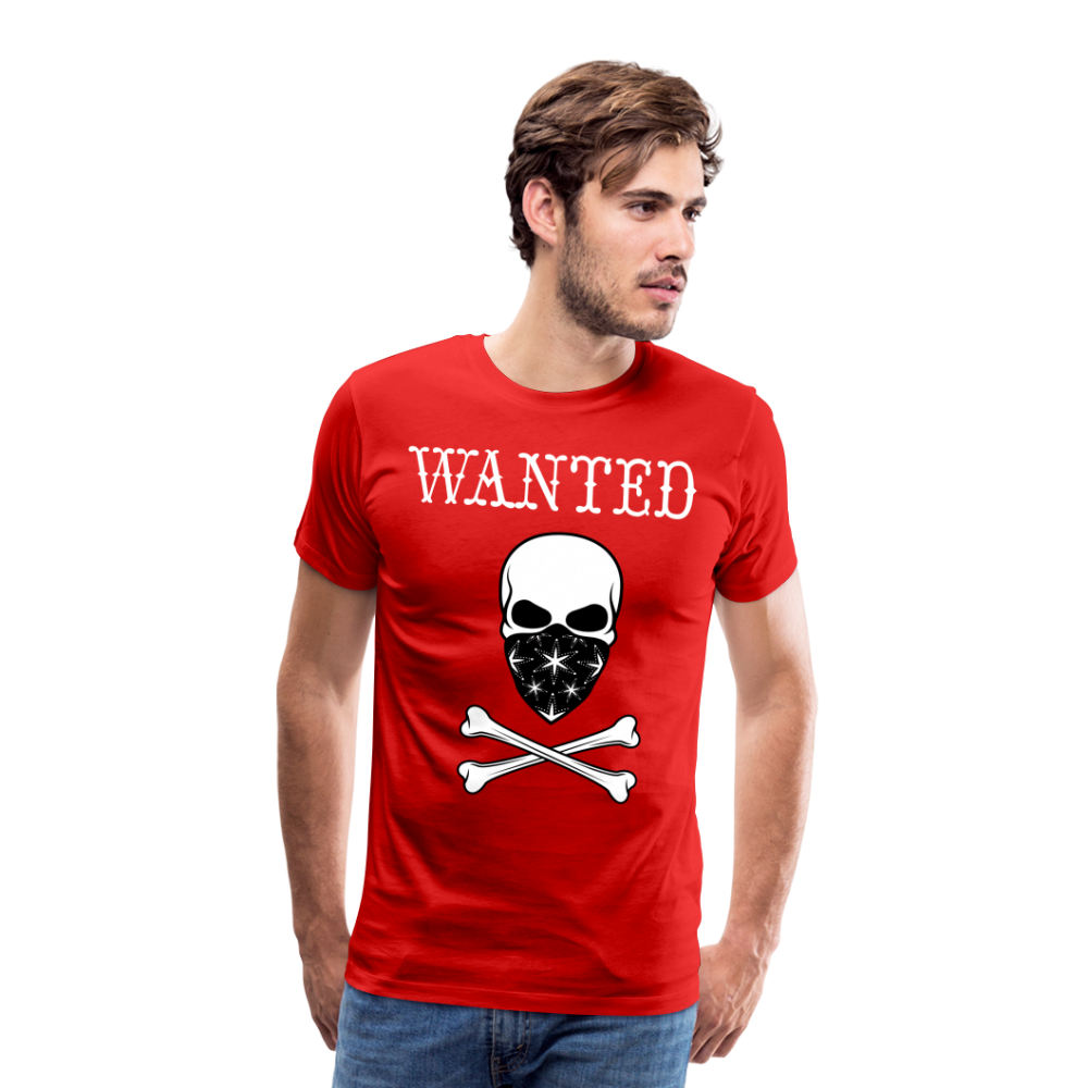 Männer Premium T-Shirt - Wanted Totenkopf Design - Rot