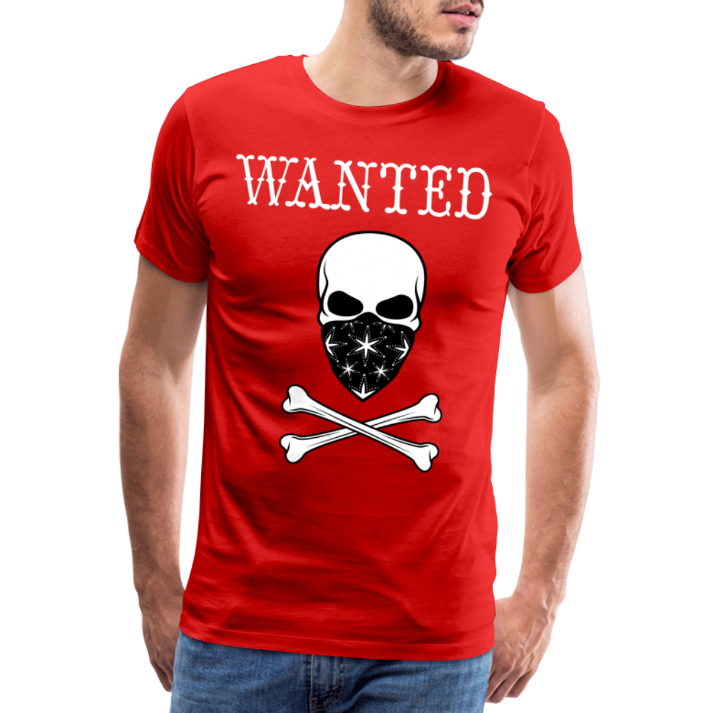 Männer Premium T-Shirt - Wanted Totenkopf Design - Rot