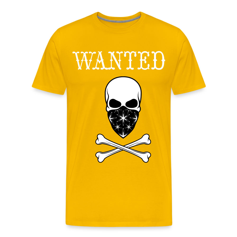 Männer Premium T-Shirt - Wanted Totenkopf Design - Sonnengelb