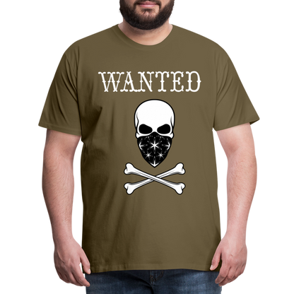 Männer Premium T-Shirt - Wanted Totenkopf Design - Khaki