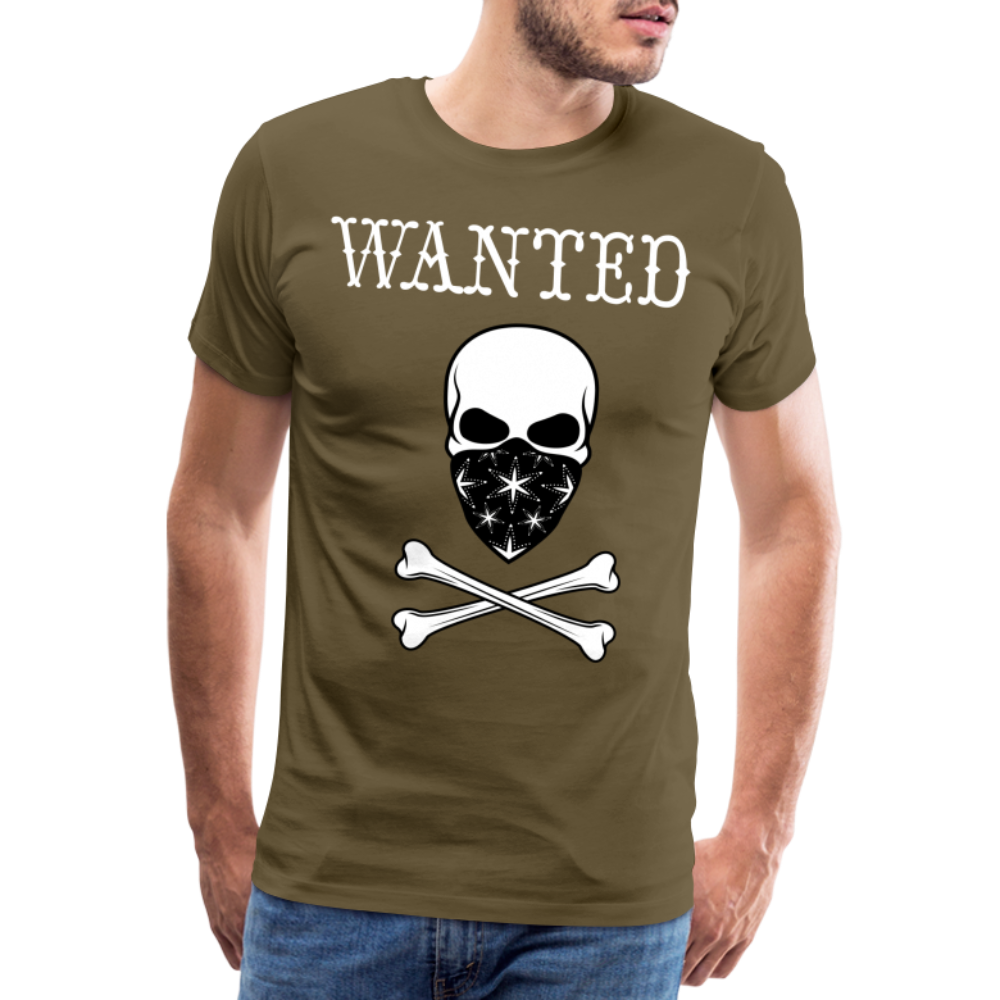 Männer Premium T-Shirt - Wanted Totenkopf Design - Khaki