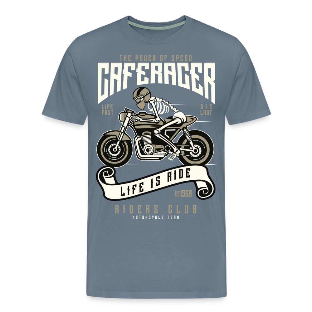 Männer Premium T-Shirt - Motorrad - Design - Blaugrau