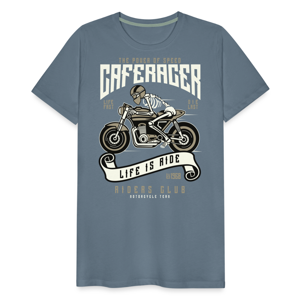 Männer Premium T-Shirt - Motorrad - Design - Blaugrau