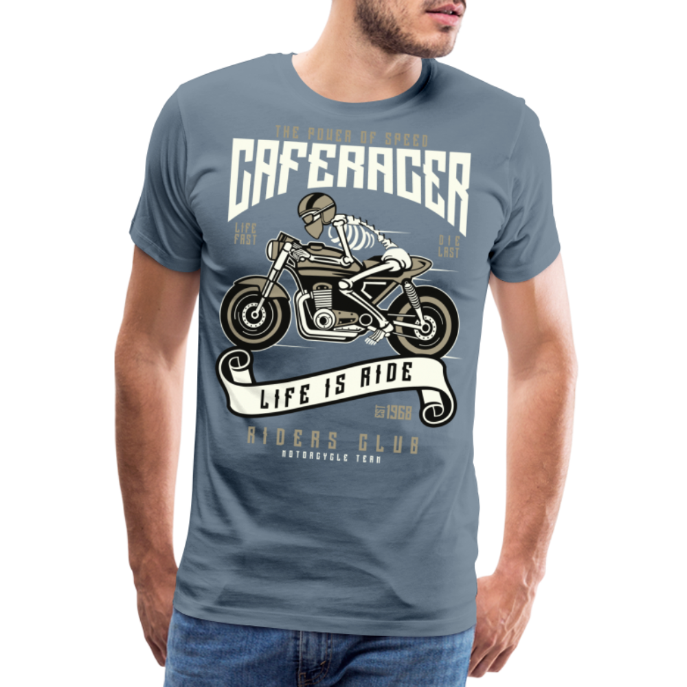 Männer Premium T-Shirt - Motorrad - Design - Blaugrau