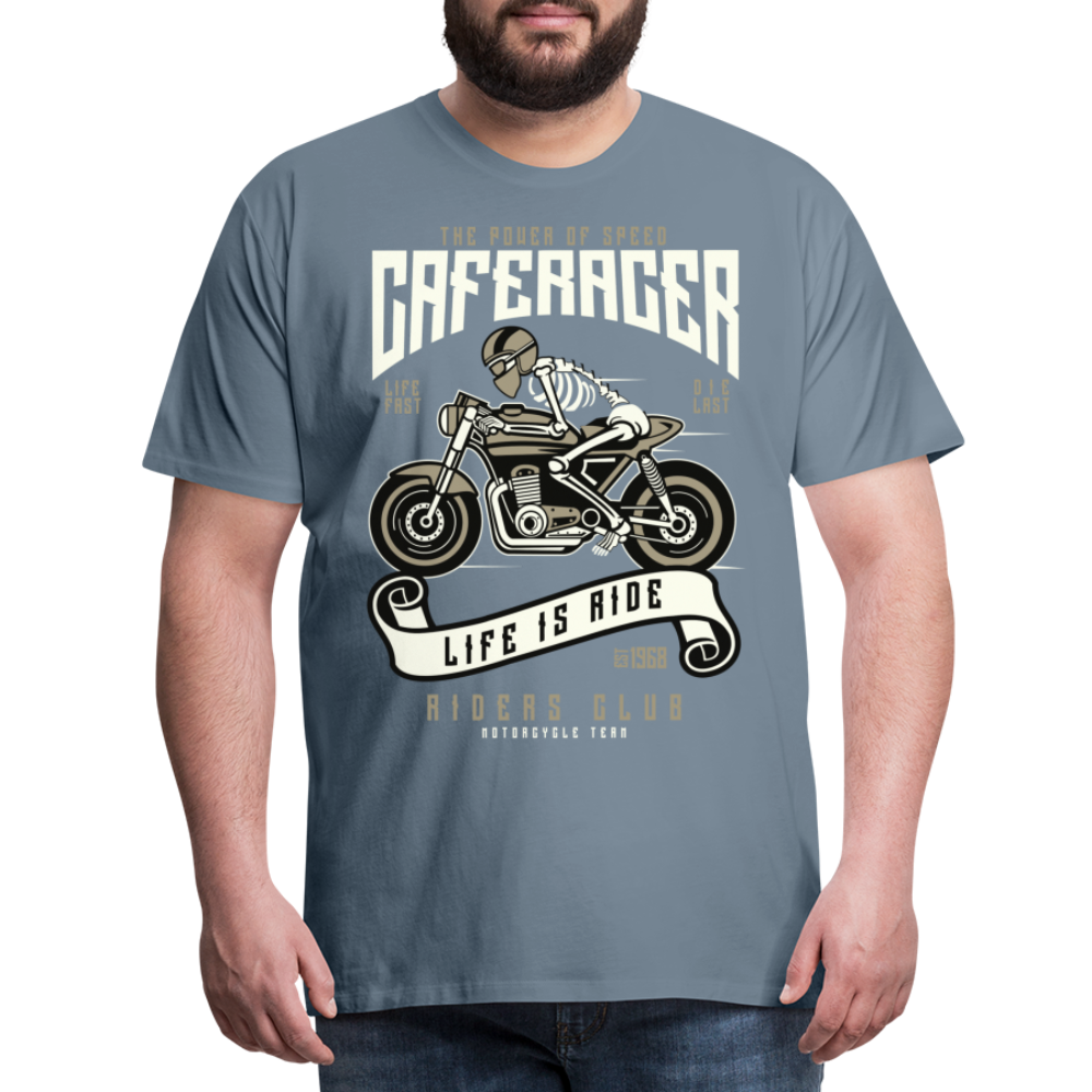 Männer Premium T-Shirt - Motorrad - Design - Blaugrau