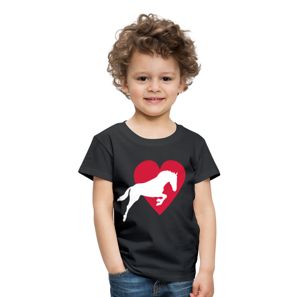 Kinder Premium T-Shirt - Pferd mit Herz - Schwarz