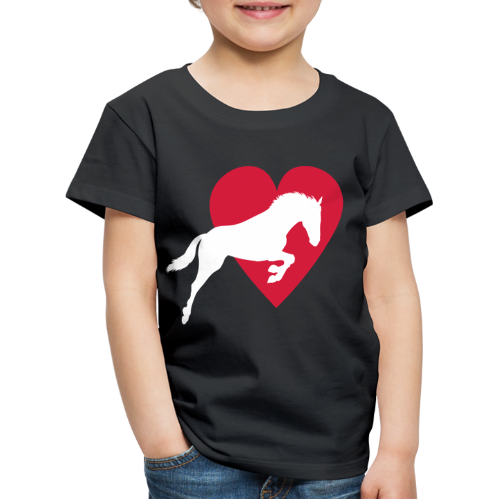 Kinder Premium T-Shirt - Pferd mit Herz - Schwarz