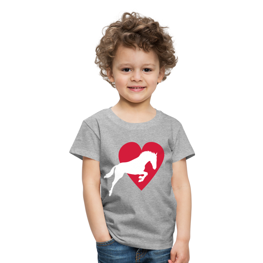 Kinder Premium T-Shirt - Pferd mit Herz - Grau meliert