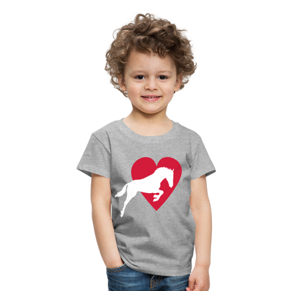 Kinder Premium T-Shirt - Pferd mit Herz - Grau meliert