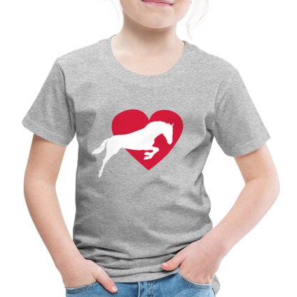 Kinder Premium T-Shirt - Pferd mit Herz - Grau meliert