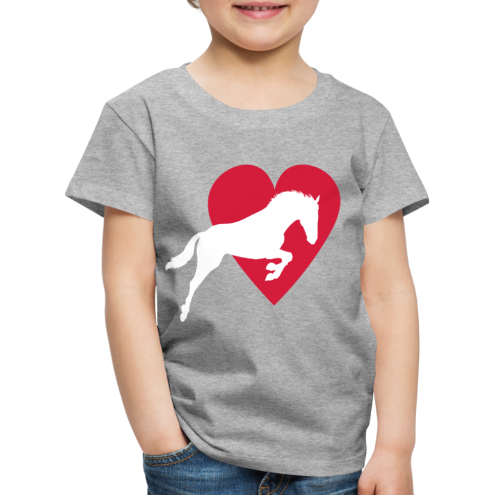 Kinder Premium T-Shirt - Pferd mit Herz - Grau meliert