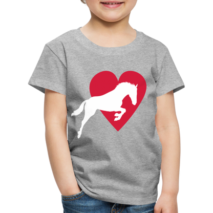 Kinder Premium T-Shirt - Pferd mit Herz - Grau meliert