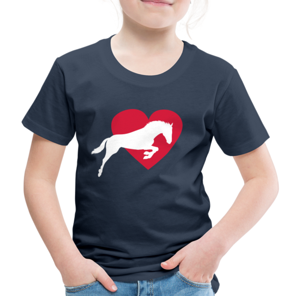 Kinder Premium T-Shirt - Pferd mit Herz - Navy