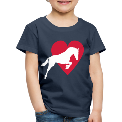 Kinder Premium T-Shirt - Pferd mit Herz - Navy