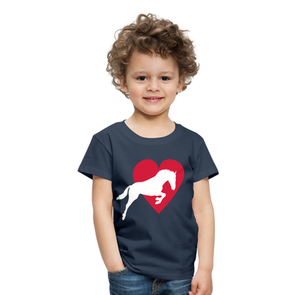 Kinder Premium T-Shirt - Pferd mit Herz - Navy