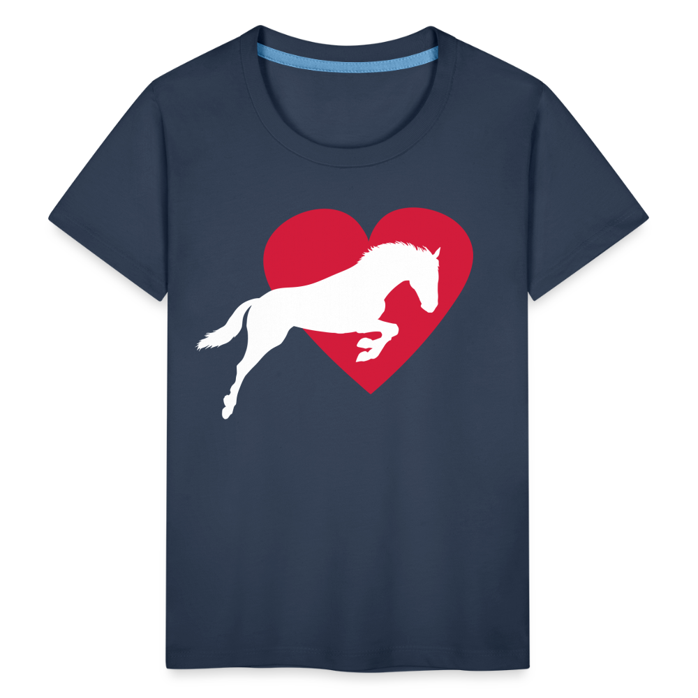 Kinder Premium T-Shirt - Pferd mit Herz - Navy