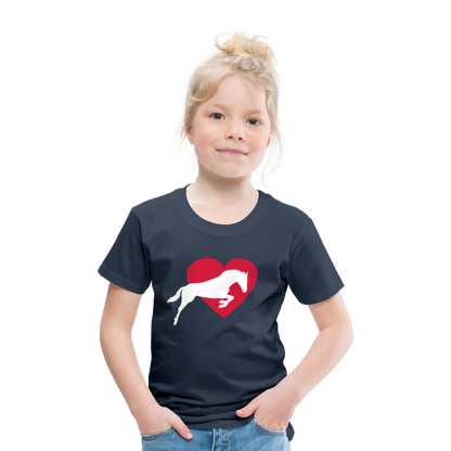 Kinder Premium T-Shirt - Pferd mit Herz - Navy