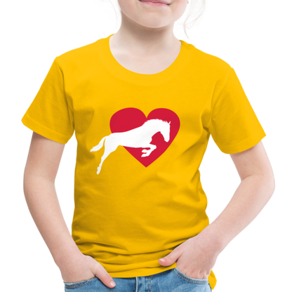 Kinder Premium T-Shirt - Pferd mit Herz - Sonnengelb