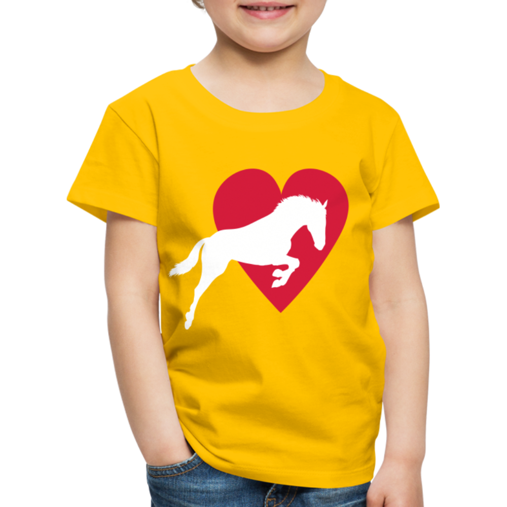 Kinder Premium T-Shirt - Pferd mit Herz - Sonnengelb