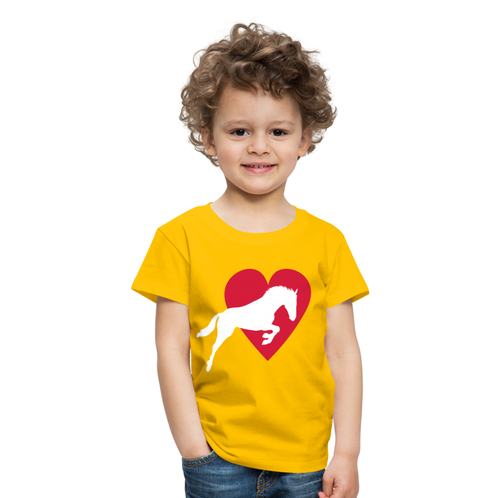 Kinder Premium T-Shirt - Pferd mit Herz - Sonnengelb