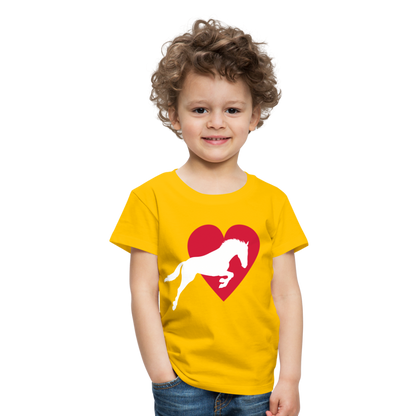 Kinder Premium T-Shirt - Pferd mit Herz - Sonnengelb