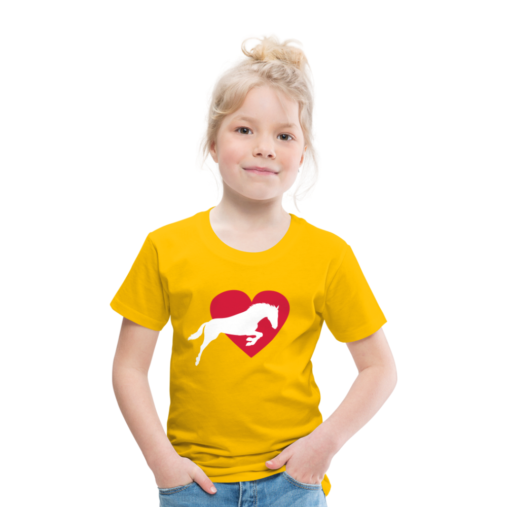 Kinder Premium T-Shirt - Pferd mit Herz - Sonnengelb