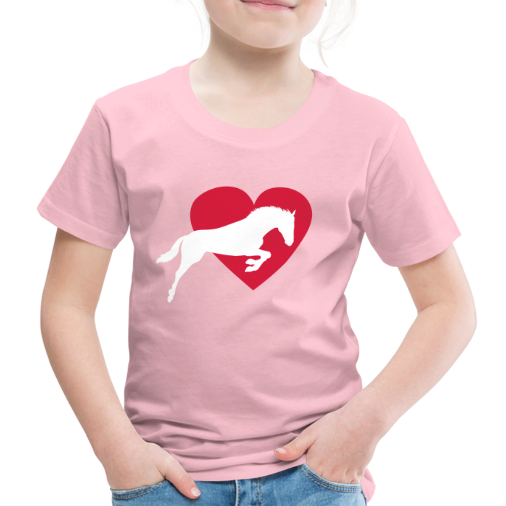 Kinder Premium T-Shirt - Pferd mit Herz - Hellrosa