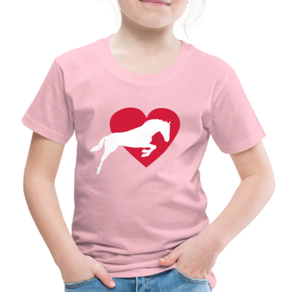 Kinder Premium T-Shirt - Pferd mit Herz - Hellrosa